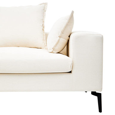 Cream textured fabric 3-seater sofa by Orsina with plush cushions and modern design, perfect for living room comfort.