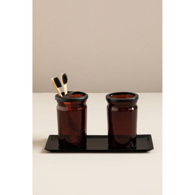 Allegra Black Stainless Steel Bathroom Tray | Rectangular Vanity Organiser