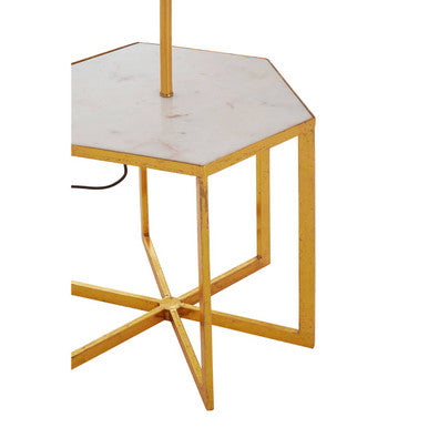 Orsina Sika white marble and gold floor lamp with sleek design and modern style, featuring a white marble base and gold accents.