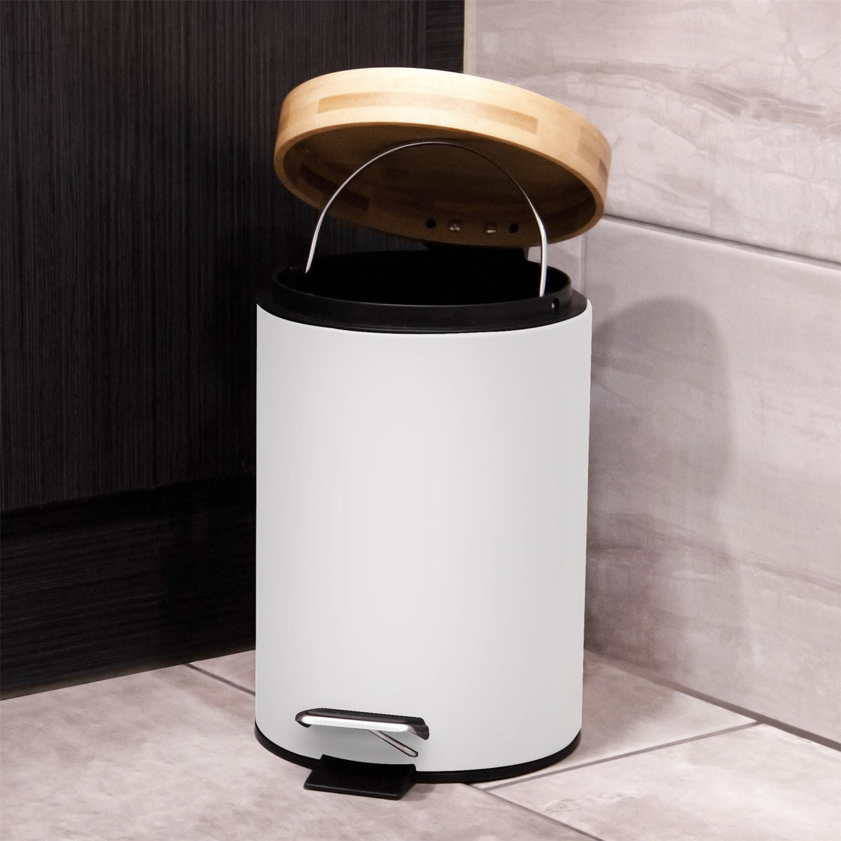 Bathroom Bin with Bamboo Lid 3L | M&W