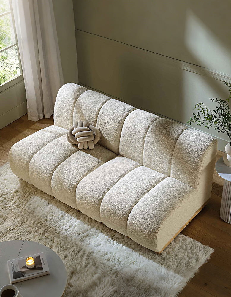 Yilmaz Modular Sofa, Armless Sofa, White Boucle