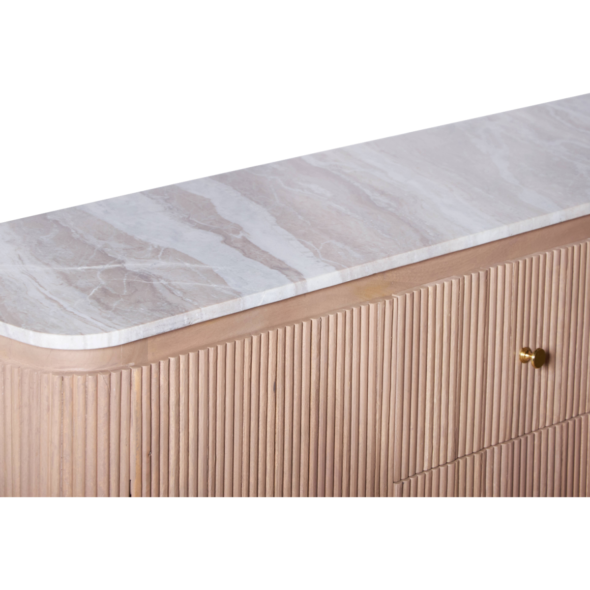 Ashford Natural Marble & Wood Extra Large Sideboard | 3 Drawers & 2 Doors