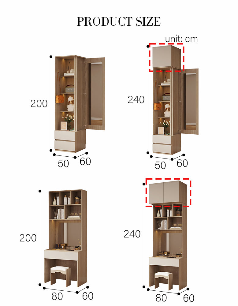 DC Concept Tiwari Small Wardrobe with dressing table, featuring two double wardrobe sections and additional storage space.