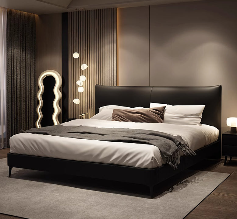 DC Concept Viktor King Size Floating Bed with sleek modern design and upholstered surface, showcasing a luxurious bedroom setup.