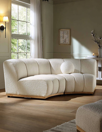 Zafar Modular Sofa, Armless Curved Sofa, White Boucle