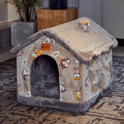 Foldable Cave Pet Bed for Dogs & Cats | Warm Enclosed Pet House