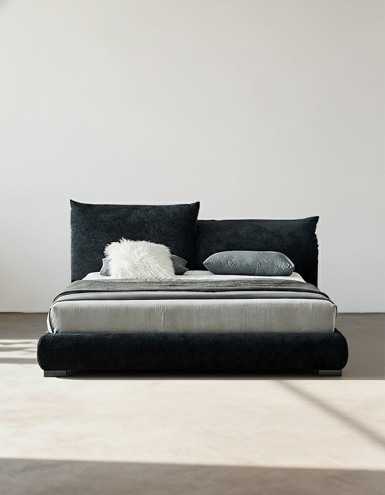 DC Concept Zuri king and super king size bed with soft corduroy upholstery, showcasing a modern, plush bedroom centerpiece.