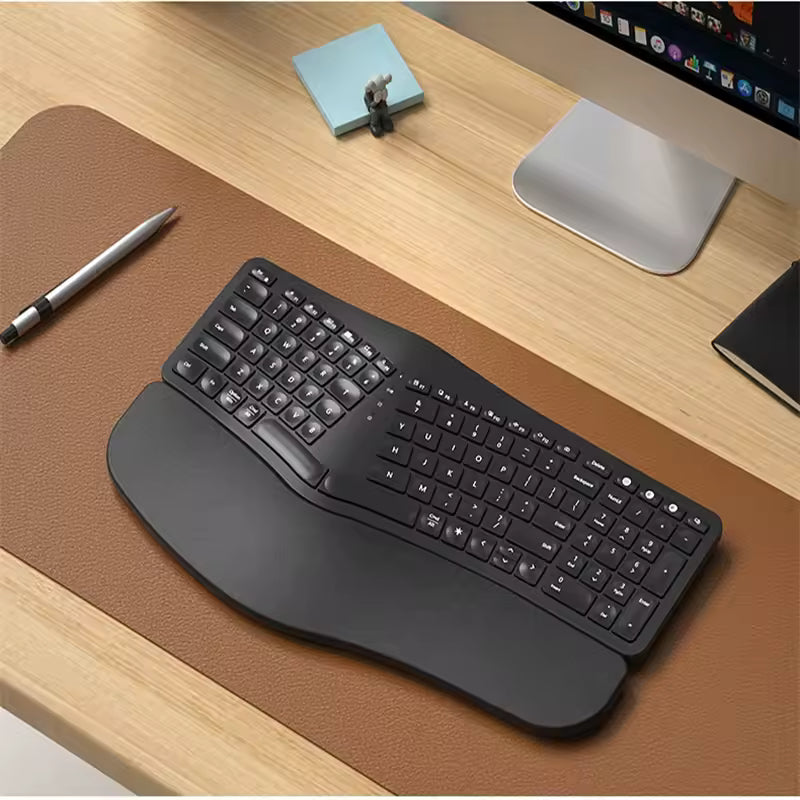 Jomaa 2.4G + Bluetooth Wireless Keyboard and Mouse Set, Ergonomic Backlit Rechargeable Combo for Laptop and Computer