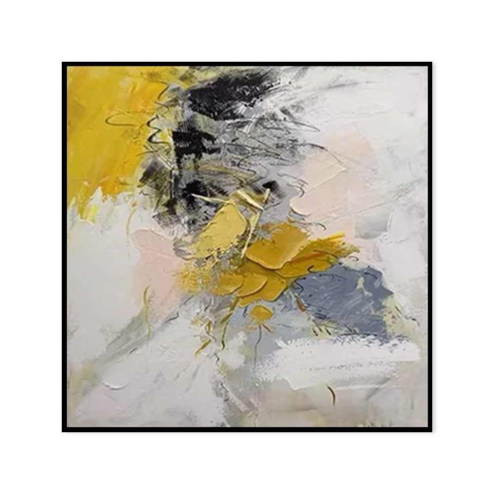 Large modern wall painting by Michan Direct featuring gold abstract acrylic oil art on canvas, ideal for living room decor.