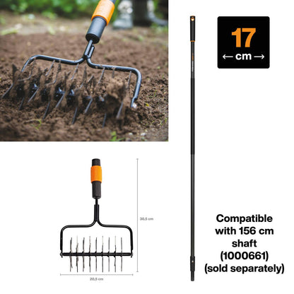 "Fiskars Lawn Spiker, Tool Head Compatible with All QuikFit Handles, Width: 17 cm, steel, Black/Orange, 1000689"