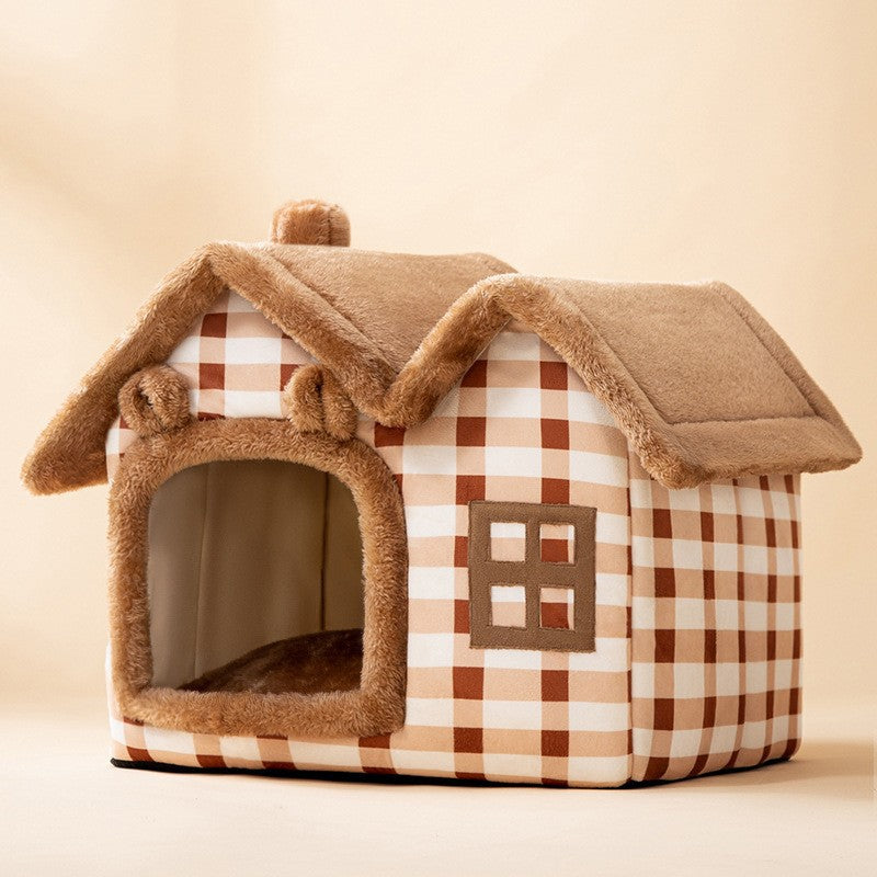 Foldable Cave Pet Bed for Dogs & Cats | Warm Enclosed Pet House