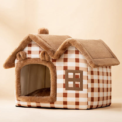 Foldable Cave Pet Bed for Dogs & Cats | Warm Enclosed Pet House