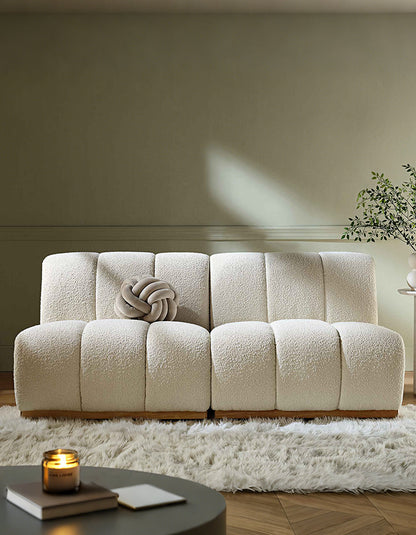 Yilmaz Modular Sofa, Armless Sofa, White Boucle