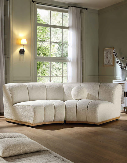 Zafar Modular Sofa, Armless Curved Sofa, White Boucle