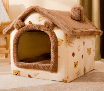Foldable Cave Pet Bed for Dogs & Cats | Warm Enclosed Pet House