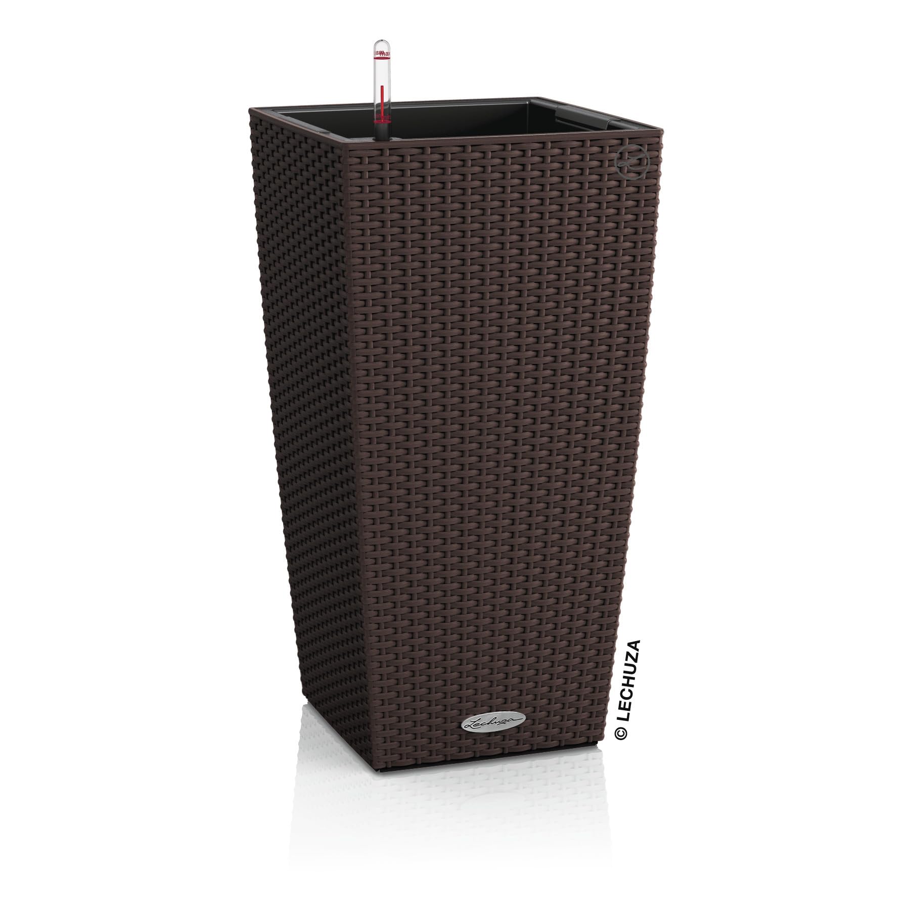 Lechuza CUBICO Cottage 40 self-watering flower planter in white with a sleek modern design and built-in water reservoir.