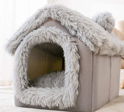 Foldable Cave Pet Bed for Dogs & Cats | Warm Enclosed Pet House