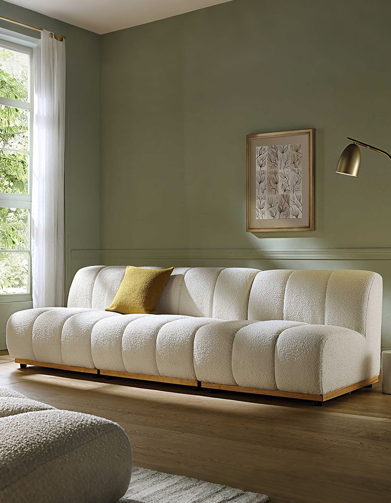 Yilmaz Modular Sofa, Armless Sofa, White Boucle