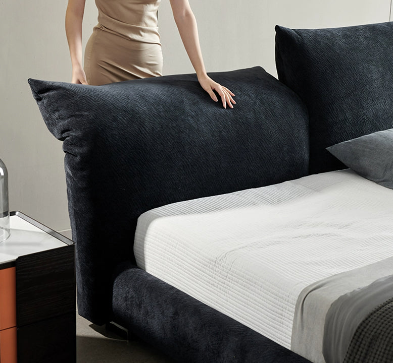 Corduroy Zuri King and Super King Size Bed by DC Concept, showcasing plush fabric and stylish bed frame design.