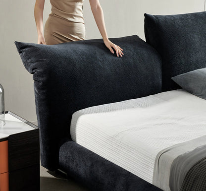 Corduroy Zuri King and Super King Size Bed by DC Concept, showcasing plush fabric and stylish bed frame design.
