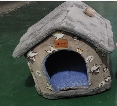 Foldable Cave Pet Bed for Dogs & Cats | Warm Enclosed Pet House