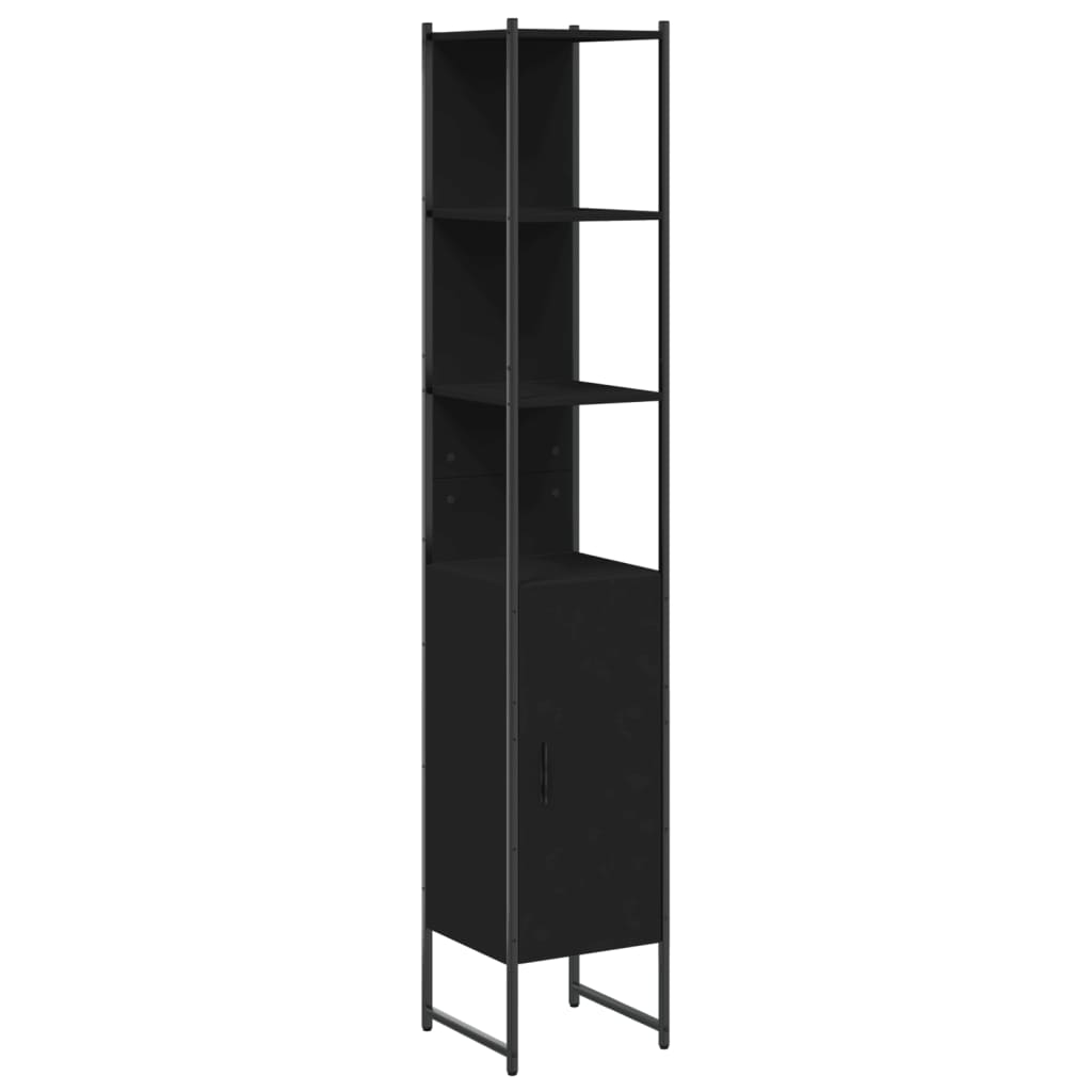 Black bathroom cabinet vanity unit made of engineered wood, measuring 33x33x185.5 cm, with sleek modern design.