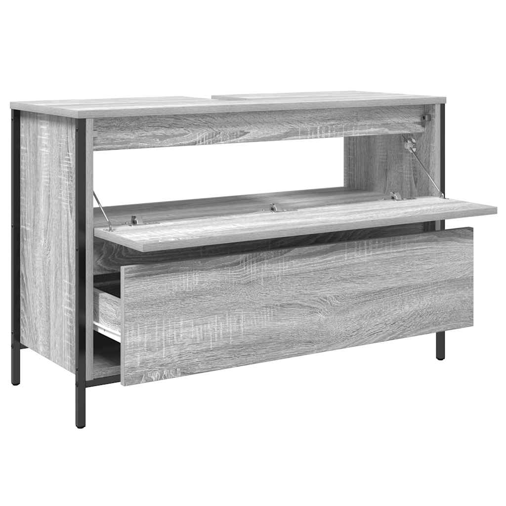 Grey Sonoma bathroom vanity unit with drawers, 90x34.5x60 cm, featuring a modern bathroom basin cabinet by BeerHub