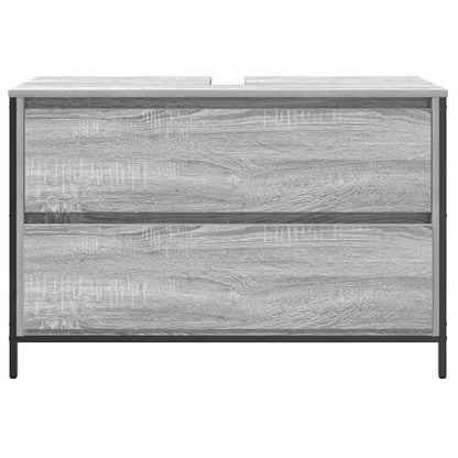 Grey Sonoma bathroom vanity unit with drawers, 90x34.5x60 cm, featuring a sleek design and modern storage in a bathroom setting.