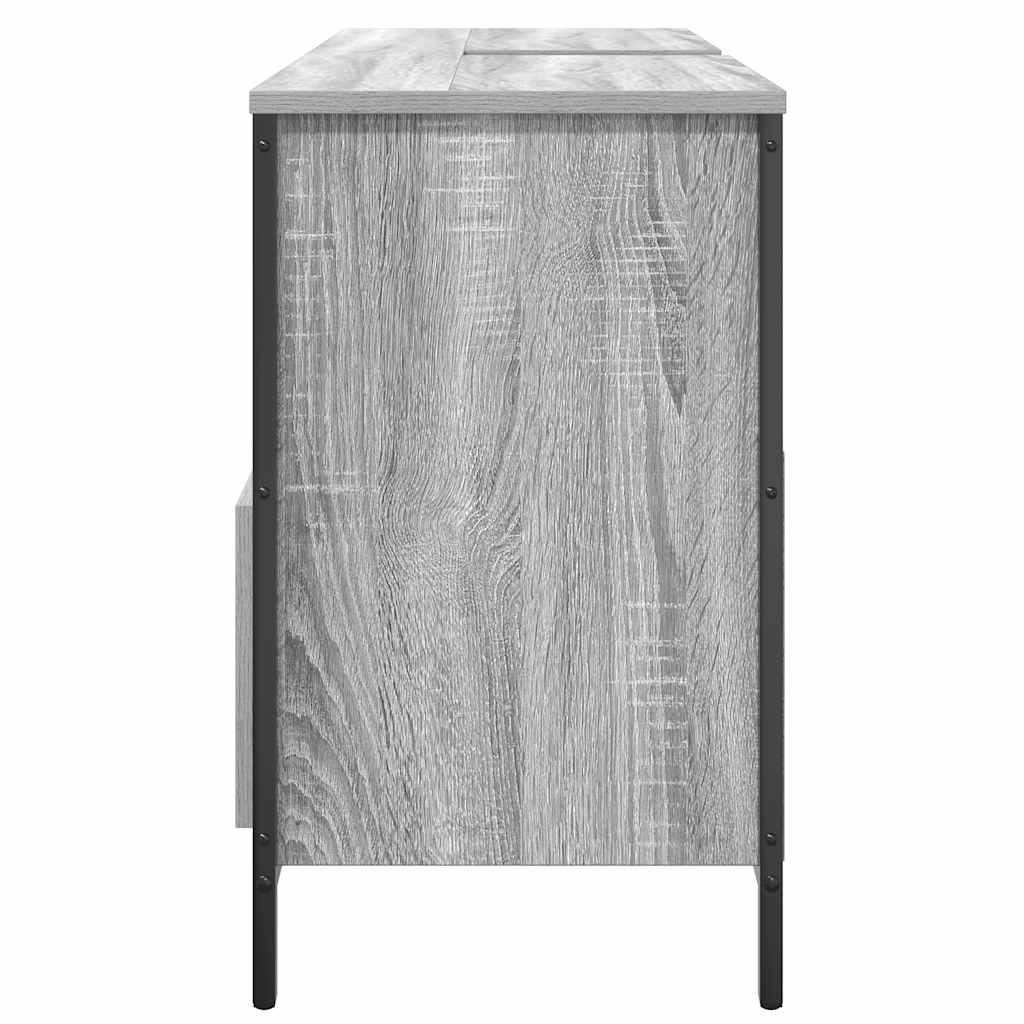 Grey Sonoma bathroom basin cabinet with drawers, 90x34.5x60 cm, modern bathroom vanity unit with sleek design.