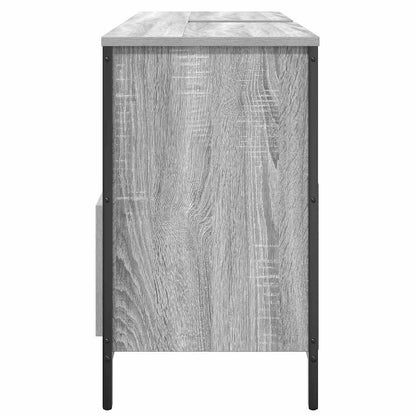 Grey Sonoma bathroom basin cabinet with drawers, 90x34.5x60 cm, modern bathroom vanity unit with sleek design.