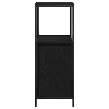 Black oak bathroom cabinet with shelves, 36x35x95 cm, part of BeerHub's bathroom vanity units, featuring modern storage design.