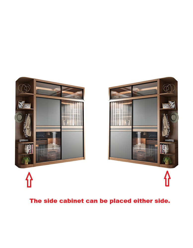 Wood Ueda double sliding door wardrobe with integrated lighting, featuring sleek design and spacious storage from DC Concept.
