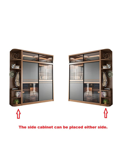 Wood Ueda double sliding door wardrobe with integrated lighting, featuring sleek design and spacious storage from DC Concept.