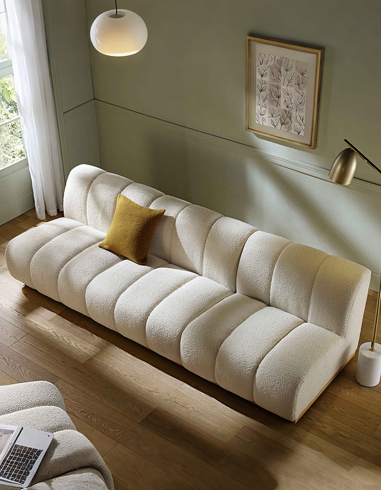 Yilmaz Modular Sofa, Armless Sofa, White Boucle