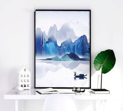 Set of three Japanese wall decor prints by About Wall Art, featuring traditional-inspired bedroom wall art prints for interior decor.