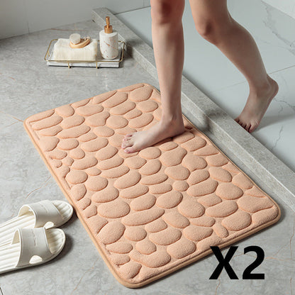 Pebble Stone Bathroom Mat | Soft Memory Foam Anti-Slip Bath Mat