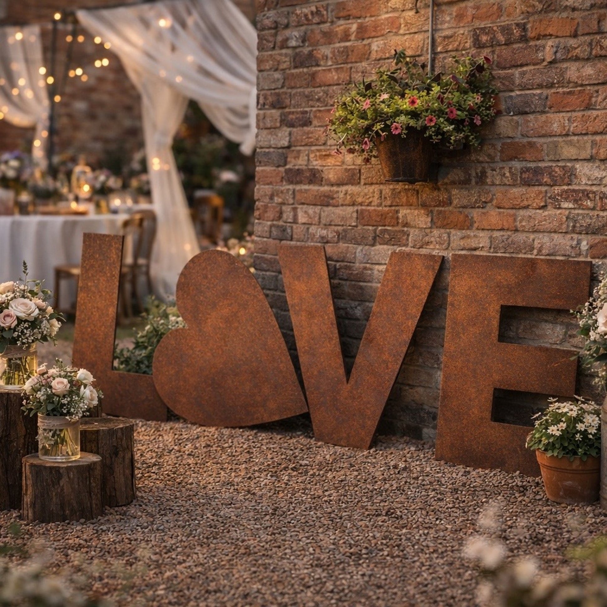 Large 70cm rusty metal letter from Rustic Warehouse Norfolk, suitable for wedding decor, home signage, or industrial-style displays.