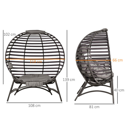 Outsunny brown swing egg chair with cushion and side pocket, stylish outdoor seating from Wise Galleria.