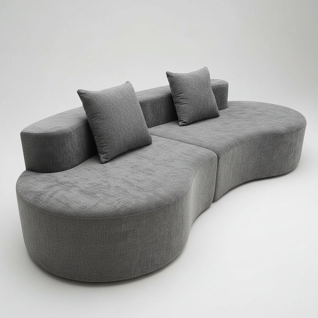 Cirrus Curve Modular Sofa, Sculptural Curved Sectional Couch for Modern Living Room, Contemporary Bouclé Style Lounge Furniture