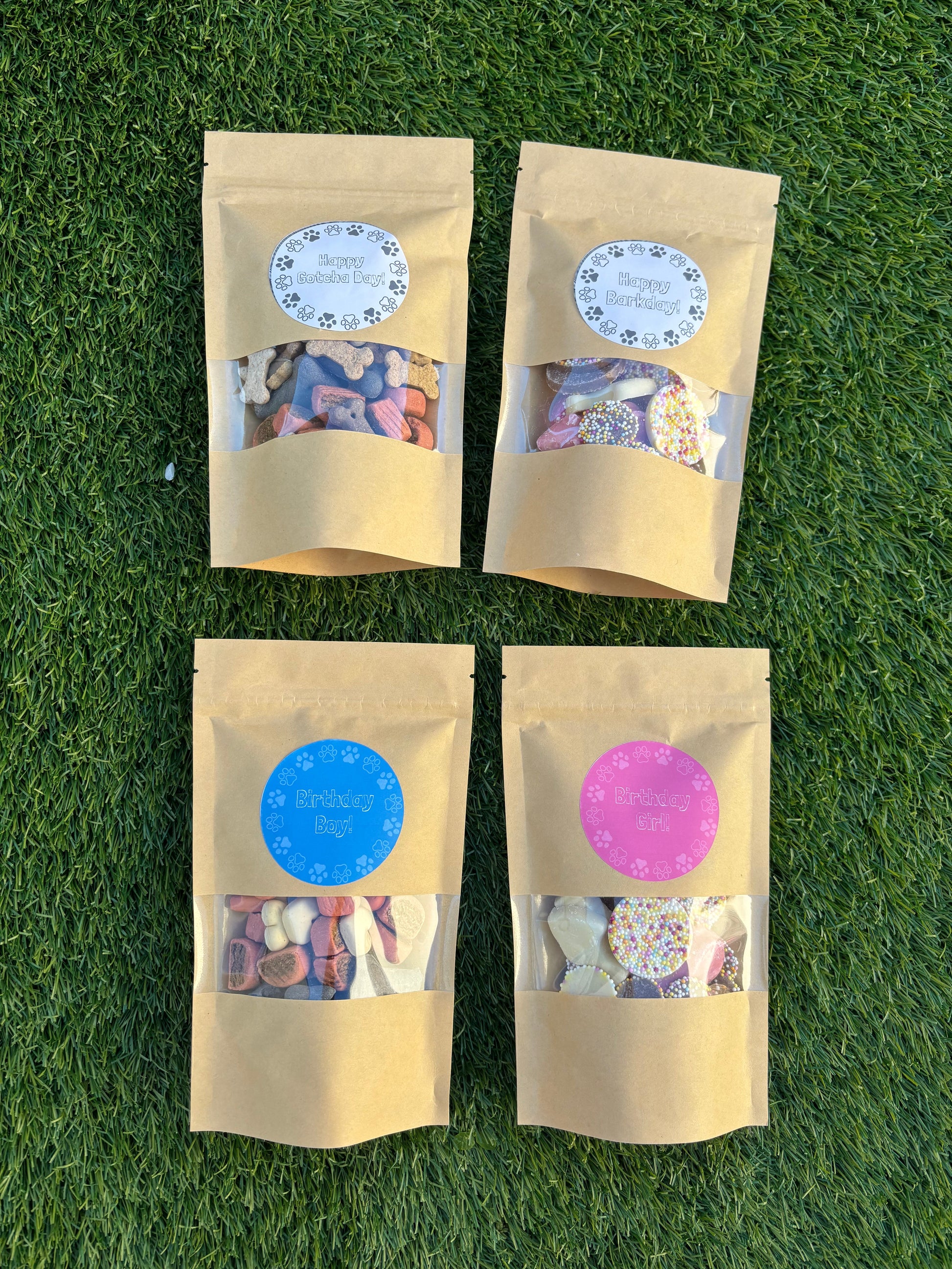 Happy Barkday Treat Pick n Mix chocolate treats by The Bonnie Hound in a 150g bag, featuring assorted dog-friendly chocolates.