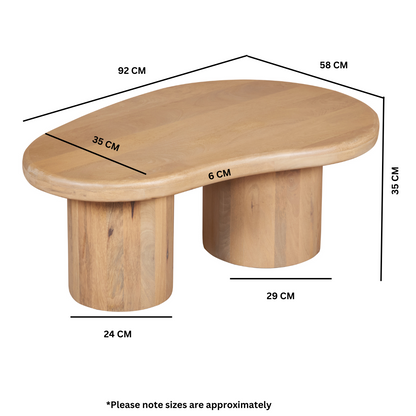 Ajmer Blue Solid Wood Coffee Table | Sculptural Organic Centrepiece