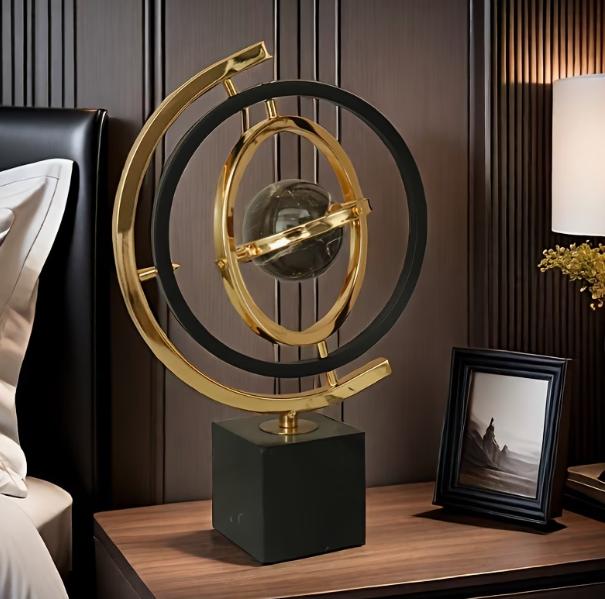 Abstract globe sculpture by TrendHomeDepot featuring modern art and timeless elegance, with intricate abstract metal design.