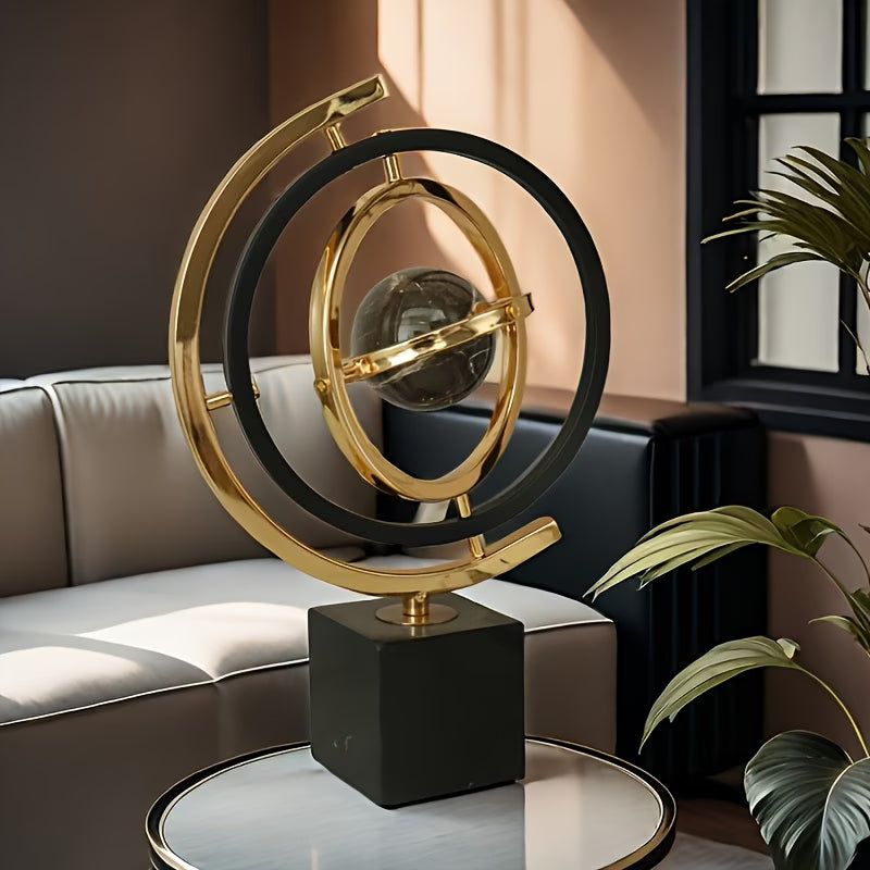 Abstract globe sculpture by TrendHomeDepot featuring modern art design and timeless elegance, displayed on a sleek pedestal.