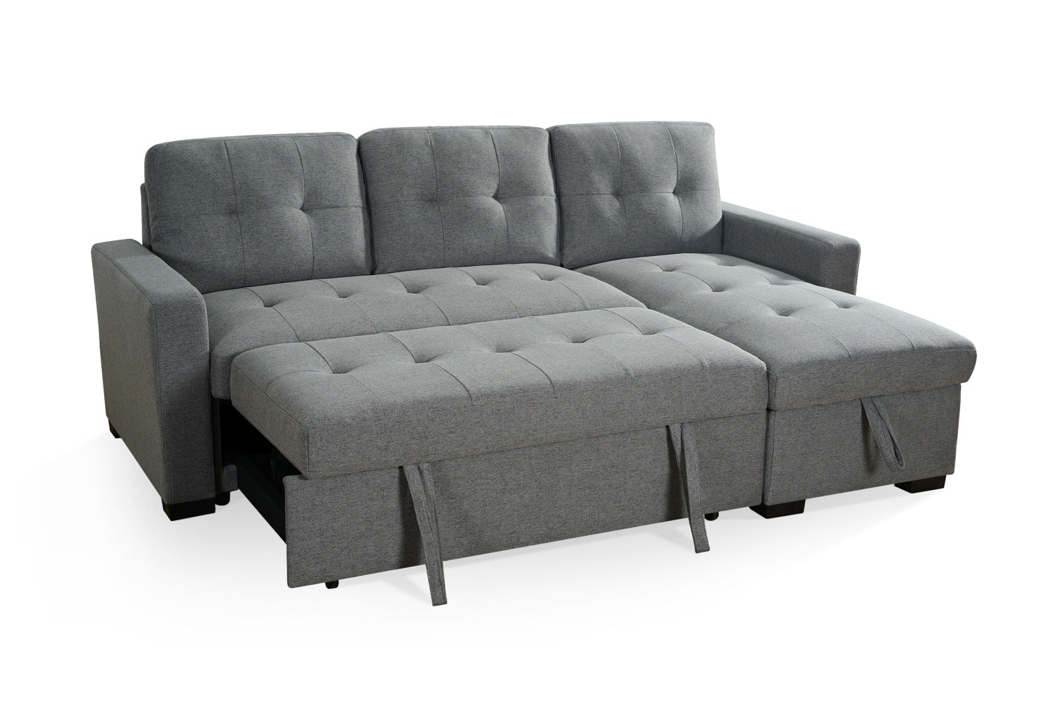 Grey Alder universal corner sofabed from Furniture Discount, showing its stylish, comfortable, space-saving design in a modern living room.