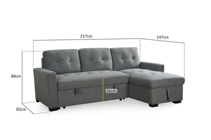 Alder grey universal corner sofabed from Furniture Discount showcasing a stylish, comfortable, space-saving corner sofa in a modern living room.