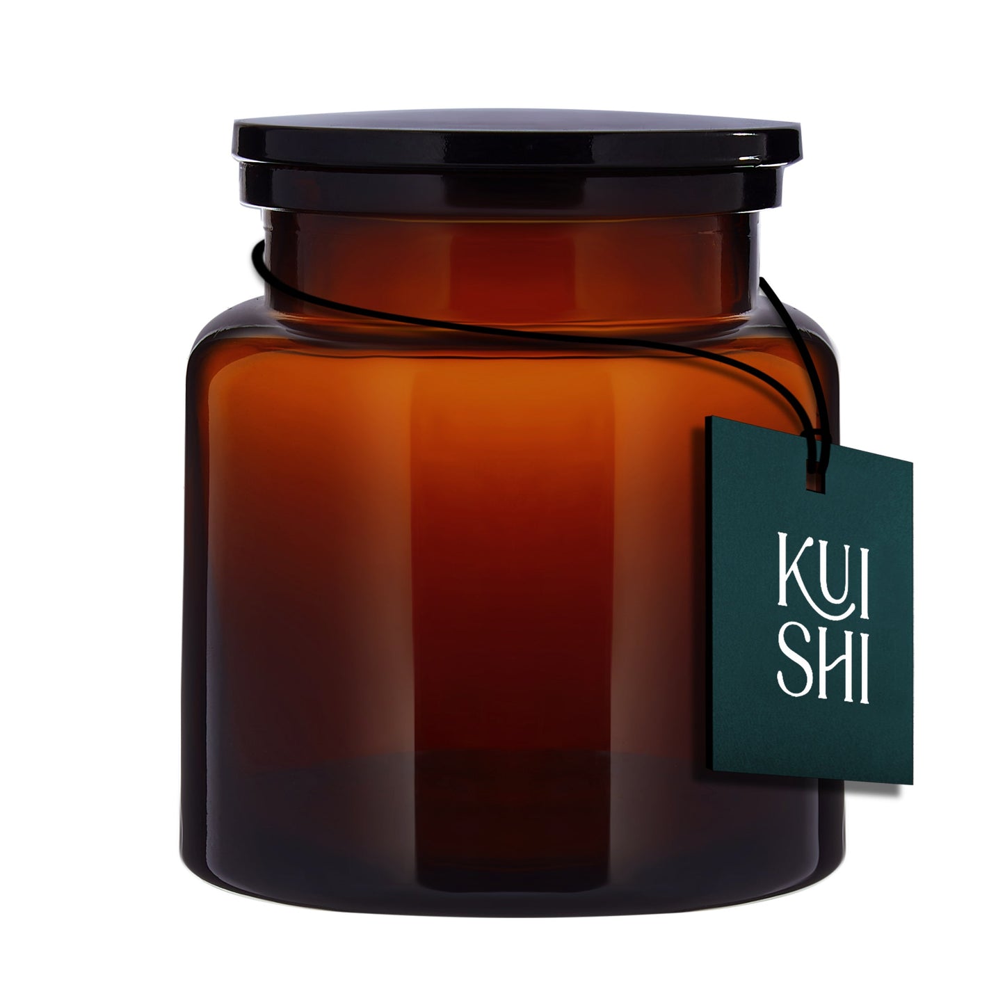 Small amber glass apothecary jar for bathroom storage, stylish decor by Kuishi with a wide mouth for easy access.