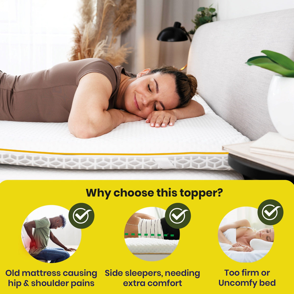 Brightr® Aurora Deluxe 8cm Memory Foam Mattress Topper | Reversible Medium & Medium-Firm
