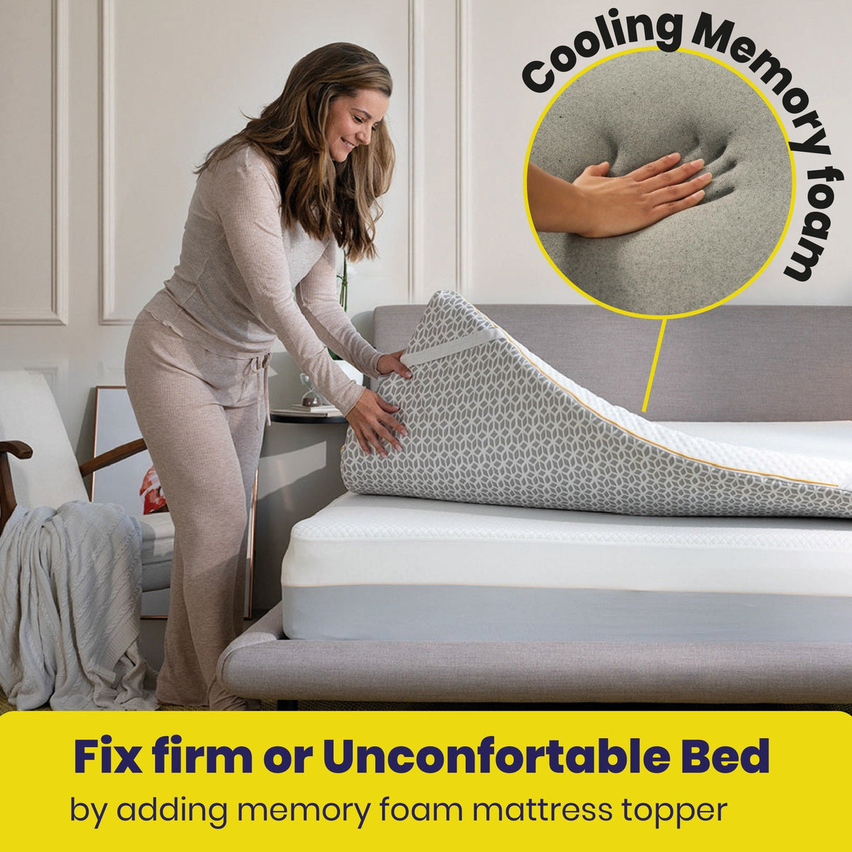 Brightr® Aurora Deluxe 8cm Memory Foam Mattress Topper | Reversible Medium & Medium-Firm