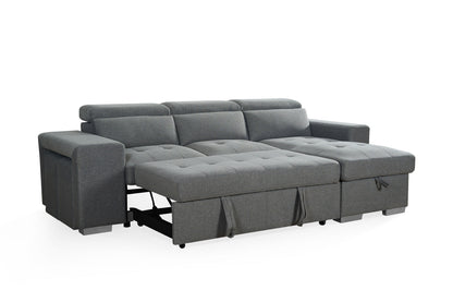 Grey Artemis universal corner sofabed with storage, featuring easy conversion and modern design, perfect for compact living spaces.