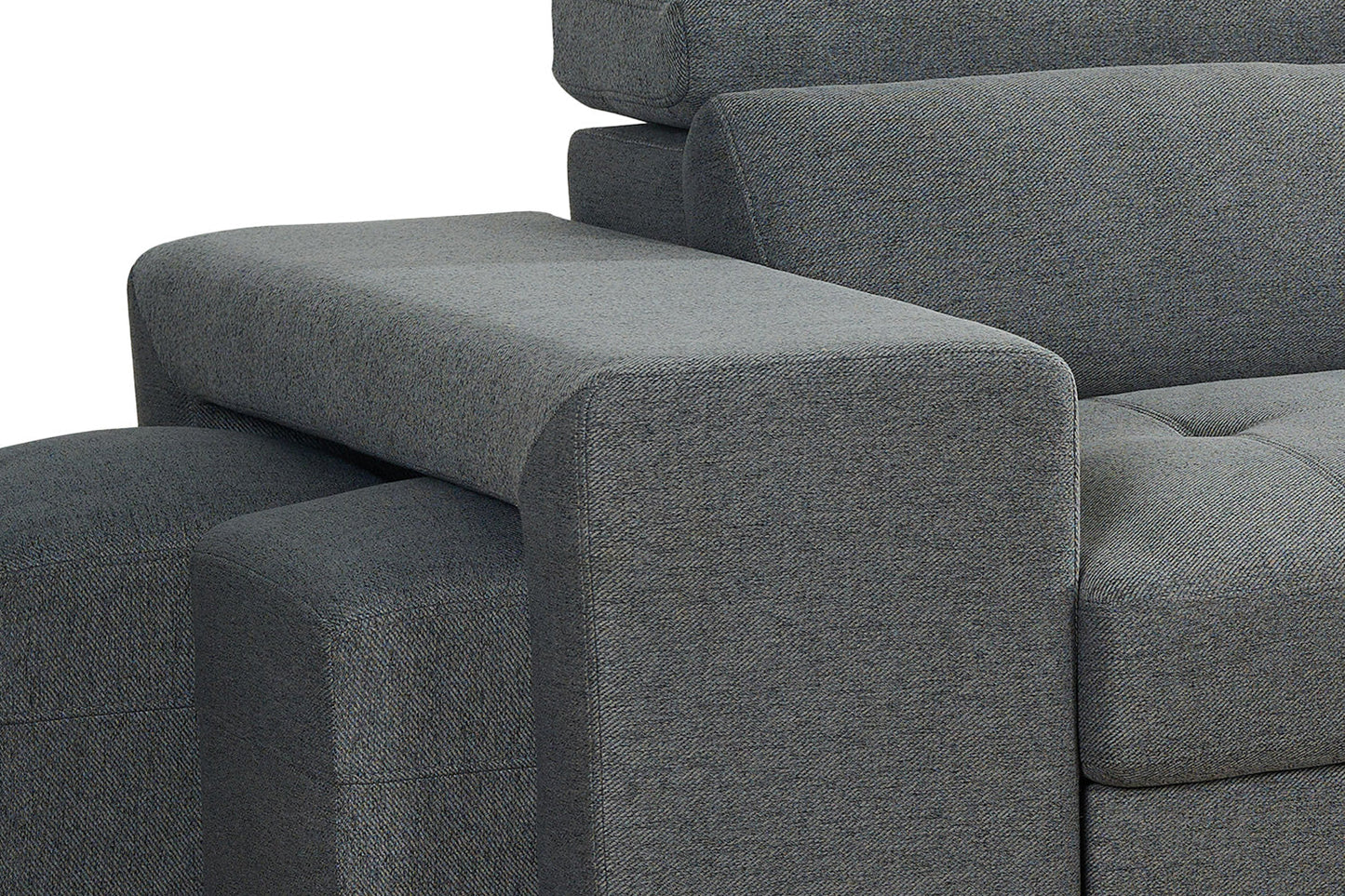Grey Artemis universal corner sofabed with storage and easy conversion, showcasing its compact design and versatile functionality.